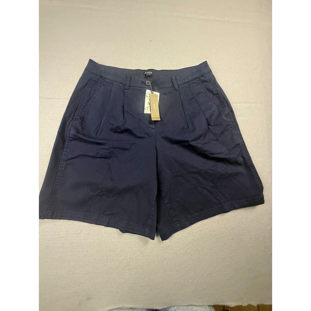 J.CREW Navy Chino Pleated Shorts Mid Rise Pockets Women's Size 6 32W 4"